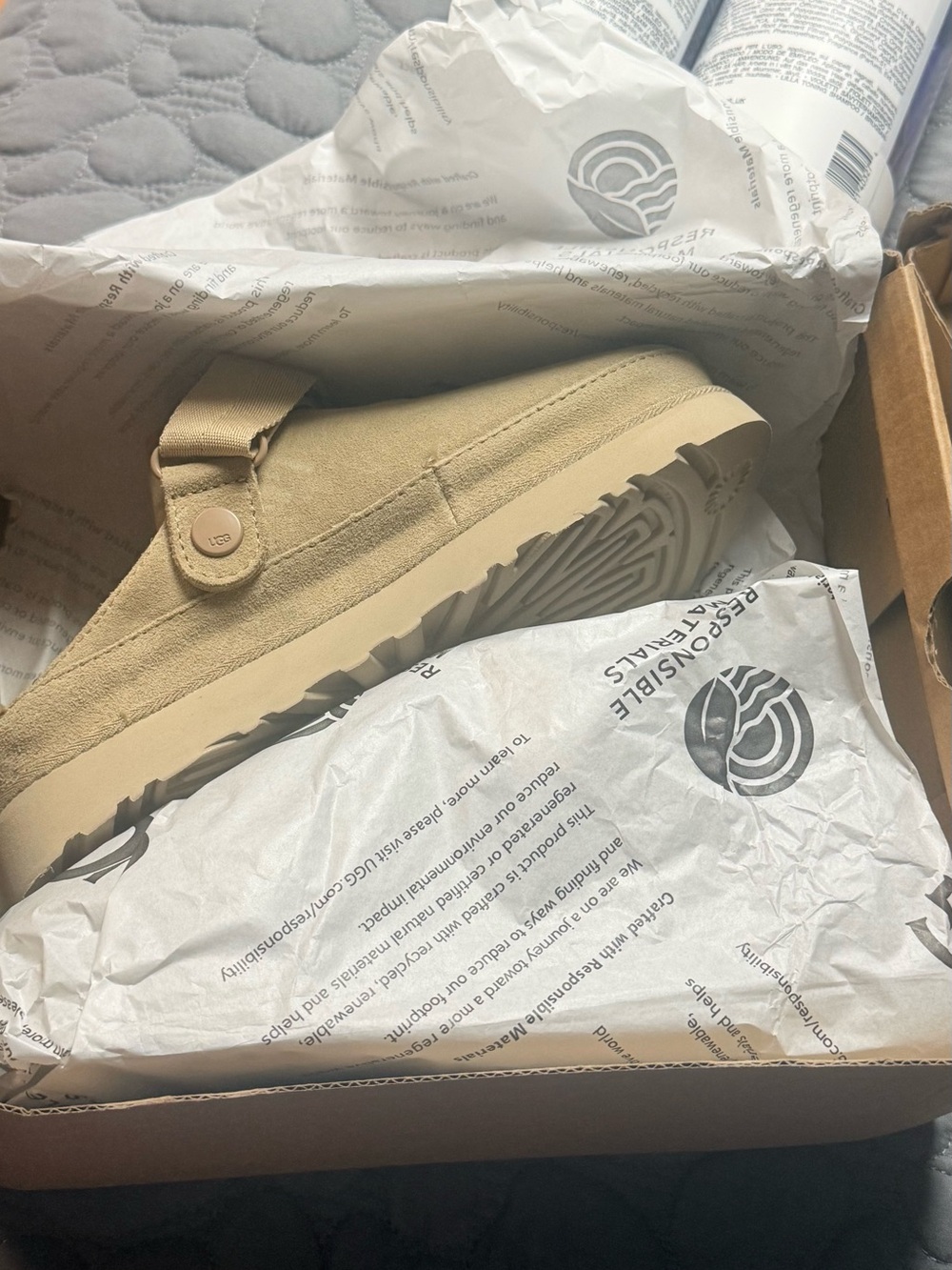 UGG Women's Slip-On Suede Slippers in Beige